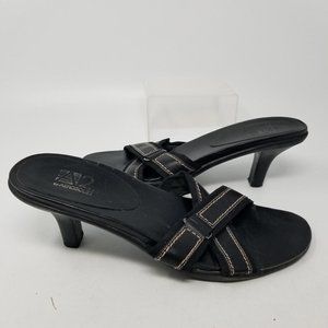 AEROSOLES Black Sandals with Kitten Heel and Ankle Strap